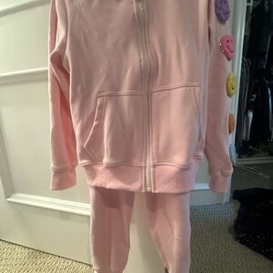Lola & The Boys Pink Smiley Face Hoodie and Jogger Set. Never worn